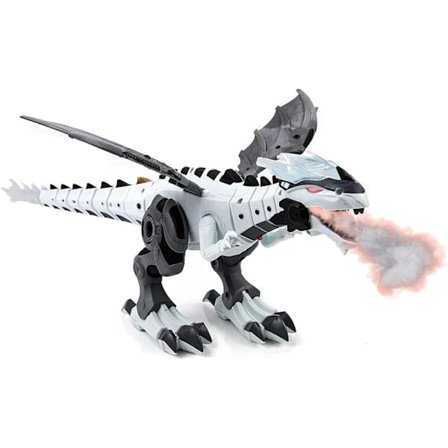 Gående dinosaurielegetøj med ildsprudlende dragedis, realistiske lyde og simulerede røde ildlys fra munden