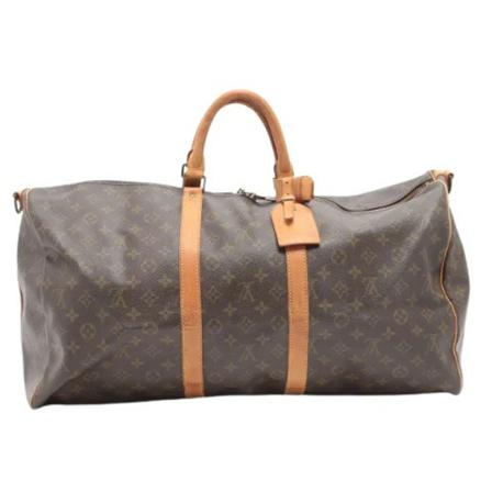 Louis Vuitton Vintage Pre-owned Jased Canvas Keepall Tas , Bruin , Dames , Maat: ONE Size Vintage Tassen
