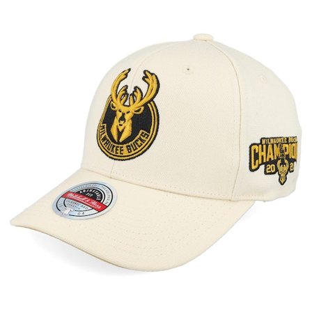 Mitchell & Ness - NBA Beige adjustable Kasket - Hatstore Exclusive x Milwaukee Bucks Limestone Stone/White Adjustable @ Hatstore