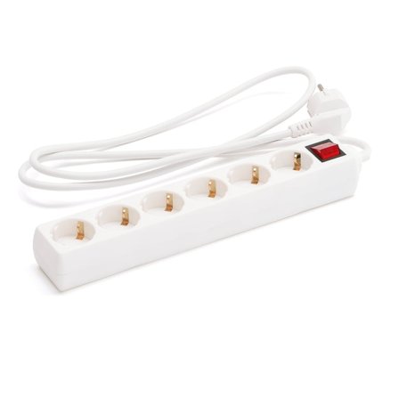 Grenuttag, 6vägs, med brytare, jordad, 750 mm