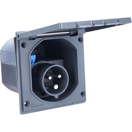 CEE Strömuttag för Husvagnar 230V / 16A 3-stiftsuttag med Lock Utomhusbruk IP44