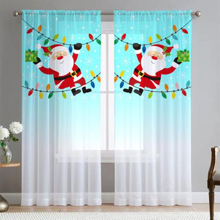 Julgardiner 2pc Ljusfiltrerande Draperier Heminredning Xmas