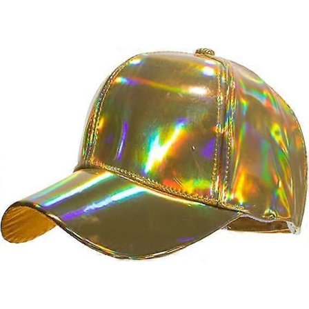 Sommarledig flerfärgad baseballkeps i PU-läder för damer (guld)