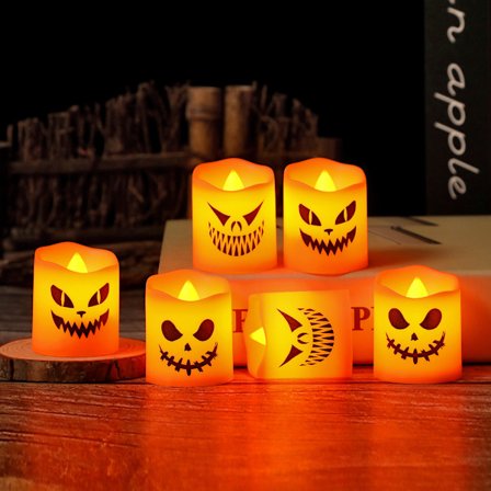 6 stk. Halloween Mini Flammeløs Jack-o'-Lantern Lys
