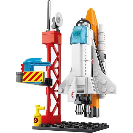 Mini rumfærge byggeklodser legetøj, rumskib raket affyringscenter legetøjssæt, rumfart raket byggesæt gaver til drenge børn (107 stk.)