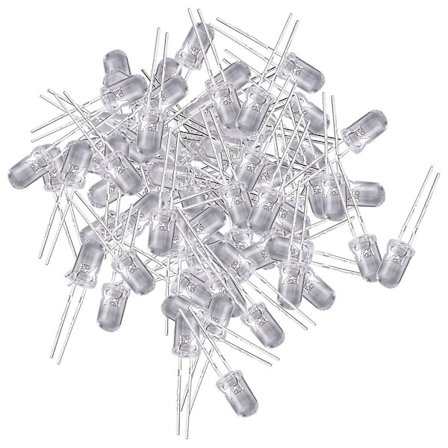 100 stk 5mm varmhvit LED-diodelamper DC 3v 20ma lyspære Elektroniske komponenter Lysemitterende diode