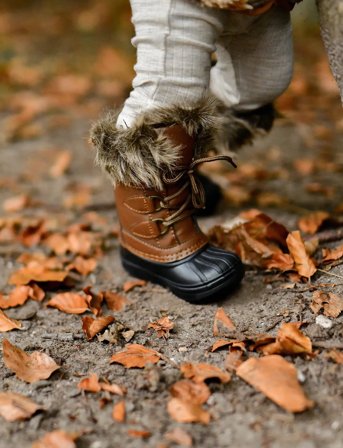 mikk-line Winter Boot Rubber W. Fake Fur - Brown - 30