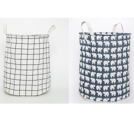 2x Foldbar Bomulds- og Linnedvasketøjskurv - 33 X 43 Cm