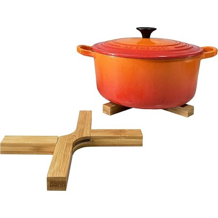 Lawen Creative / Sæt med 2 ekstra tykke (1,6 cm) sammenklappelige bambus bordskånere, til tunge gryder og pander.