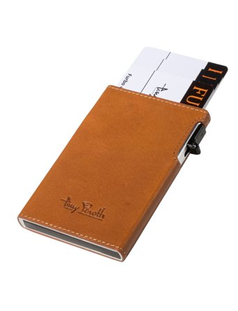 Tony Perotti Furbo Slim Cardholder With Outside Card Slot - Brown - ONE SIZE