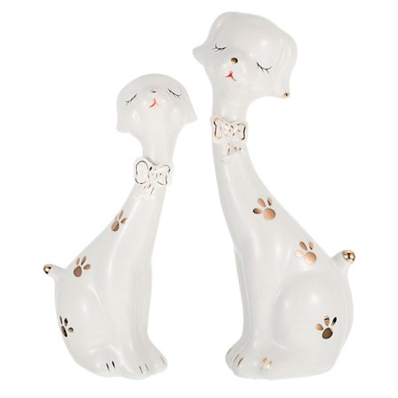 1 par Delikat Hunde Ornament Keramik Hundeelskere Dyrehåndværk Dekoration