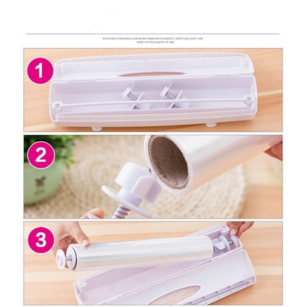 1 stk (hvit, ca. 35,5 * 7,0 * 7,0 cm) Klamfilmdispenser, aluminiumsfolie