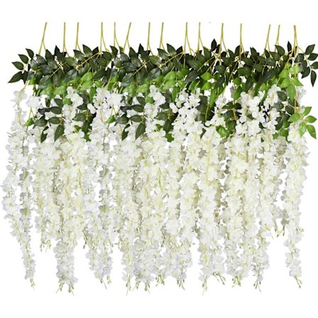6 stk. 3,75 fod/stk. kunstig falsk wisteria vinranke hængende guirlande silkeblomster streng hjem fest bryllup dekoration