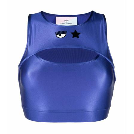 Chiara Ferragni Collection, Chiara Ferragni Top Clear Blue Blauw, Dames, Maat:XS