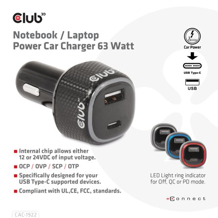 Club 3D Notebook / Laptop Power Car