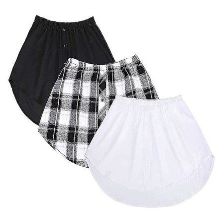 Solid Shirt Extenders Adjustable Layering Fake Tops Lower Sweep Hem With Elastic Waist