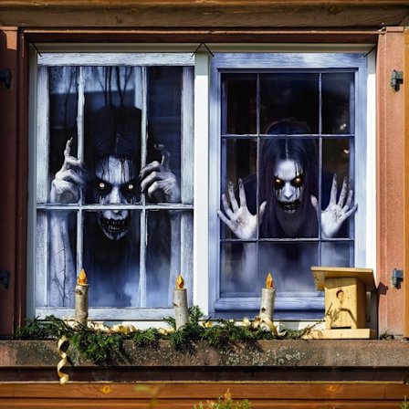 Halloween Dekoration Gardiner til Udendørs Indendørs Have Hoveddør, 120 x 80 cm Halloween Udendørs Vinduesdekoration Dørdekoration Horror Fest