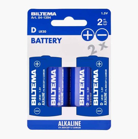 Biltema - D/LR20 Alkalisk batteri 2-pk.