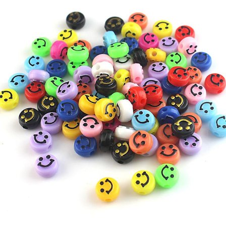 200 st Smiley Face-pärlor för armbandtillverkning, konst och hantverk, armbandssats