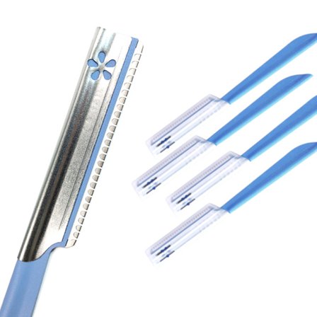 5-delad ögonbrynsformare, rakapparat, trimmer, epilatorset (blå)