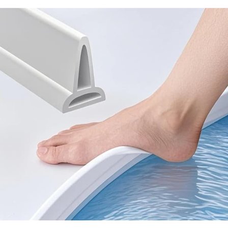 Brusebundstykke / Vandbarriere – Selvklæbende bruseliste med vandprop og vandholderstrimmel - 2m