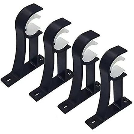 Sett med 4 gardinstangbraketter, sorte gardinstangbraketter