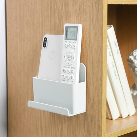 Veggmontert fjernkontrollholder, selvklebende grå fjernkontrolloppbevaringsorganisator