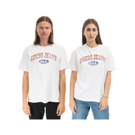 Guess, T-Shirts Wit, unisex, Maat:L,stof