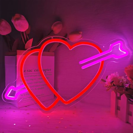 Neon Hjerte Lys, Valentins Neon Skilt Dæmpbar Hjerte Vægdekoration, Valentins Vindueslys Led Bryllupsskilt til Fødselsdagsfest Bryllupsdag