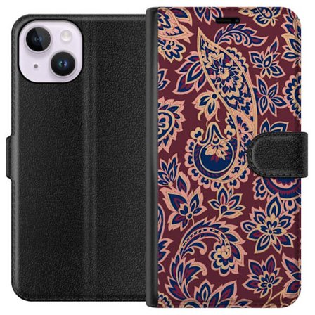 Kompatibel Tegnebogsetui til Apple Apple iPhone 14 Paisley boho mønster indisk mønster vintage blomster orientalsk ornament retro tekstil tapet desi