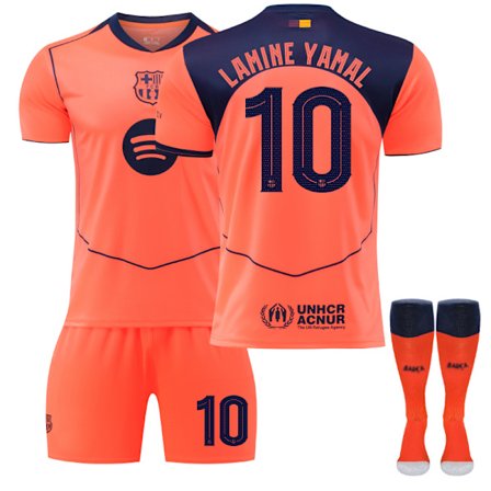 25-26 FC Barcelona Bortedrakt Tredje LAMINE YAMAL Sett Barn Voksen Fotballutstyr med Sokker-FX-