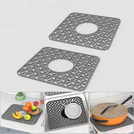 Tiskialtaan Matot, 2 kpl Liukumattomat Lämmönkestävät Silikoniset Tiskialtaan Suojamatot