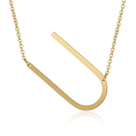 Sideways blokk initial bokstav anheng halskjede for kvinner --- U