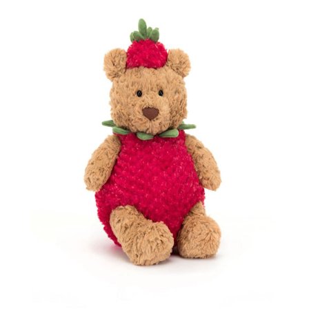 Laadukas Jellycat Bartholomew -pehmolelu, 28 cm pehmeä halattava klassinen lahja lapsille Mansikkakarhu Strawberry Bear-FA- Strawberry Bear