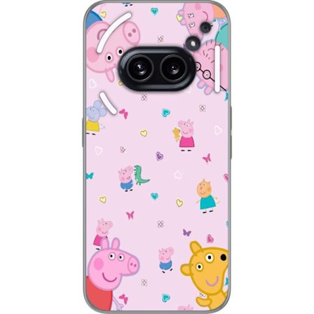 Kompatibelt Mobildeksel til Nothing Phone (2a) Plus Peppa Gris med en baby i armene, mamma gris motiv i fargerik og myk barneillustrasjon med hjerter