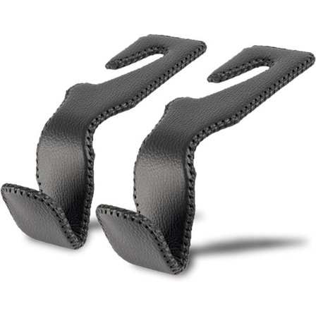 Premium Svarta Läder Bilbarnstol Ryggstöd Nackstöd Krokar, Interiörtillbehör Bilkrokar för Handväskor, Jackor, Paraplyer, Shoppingväskor