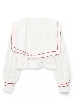 Ines Isaias x NA-KD Big Collar Cotton Blouse - Sommer toppe - Råhvid - EU 38