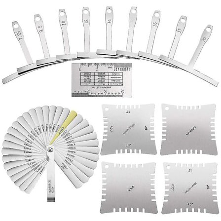 15-delt sett med gitarverktøy for luthieri, rustfritt, for strengehøyde