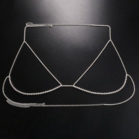 Rhinestone Chain Bra Crystal Body Chains för kvinnor Halsband Sexig Bikini Nattklubb Body Chain Smycken