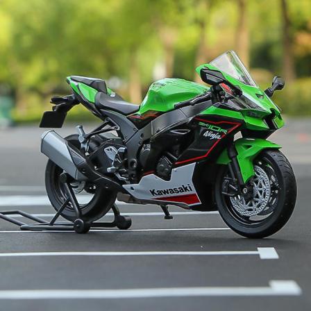 Kawasaki Ninja Zx10r 1/12 Motorsykkelmodell, Samlerobjekt, Autobike, Kortslutningsabsorber, Offroad [DmS] Green with Box