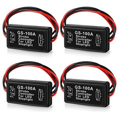 GS-100A Bromsljus Blinkers Modul, DC 12-24V 2A 24W Hög Broms Controller Bakljus Säkerhets Prompt Controller 4 st
