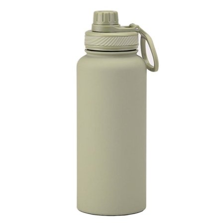 Sommer Hot Sale 1L sportsdrikkeflaske i rustfrit stål, termoflaske med stor kapacitet, bærbar vandkop til udendørs brug med håndtag, bønne-grøn