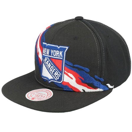 Mitchell & Ness - NHL Zwart snapback Cap - New York Rangers Vintage Paintbrush Black Snapback @ Hatstore
