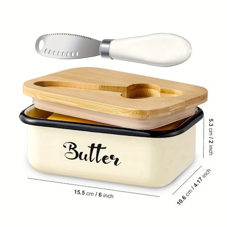 1st Köksbänk Matförvaringsbehållare Med Lock, Metallförsluten Smörlåda