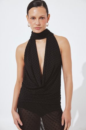 NA-KD Halterneck Scarf Top - Toppe med åben ryg - Prikket - L