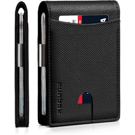 Slank Pengeclips Punge til Mænd RFID Blokering 11 Kort Holder Minimalistisk Lille Læder Bifold Herrepung Gaveæske