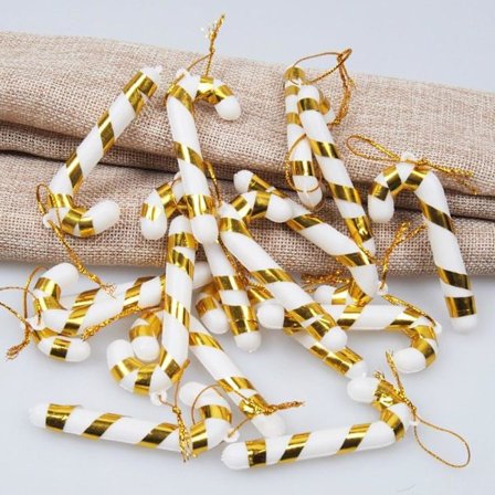 12 Stykker Candy Cane Juletrepynt Juletre Hengende Kuler Dekorasjon Julepynt 7cm Candy Stick, Gull