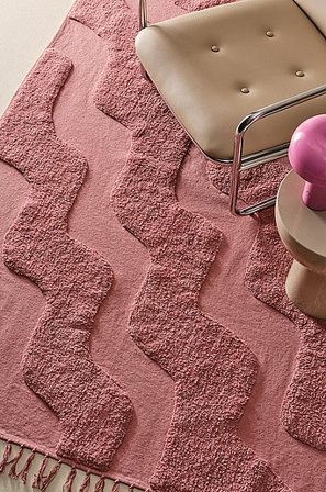 Jotex - Katoenen Tapijt Organisch 130x190 Cm Roze Roze - WAVING - Koop Katoenen vloerkleed bij Jotex