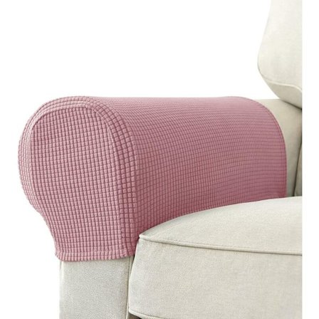 Set med 2 Jacquard stretchiga soffarmskydd Möbel Predector Armstödsöverdrag halkfria för Recliner Soffa Grårosa
