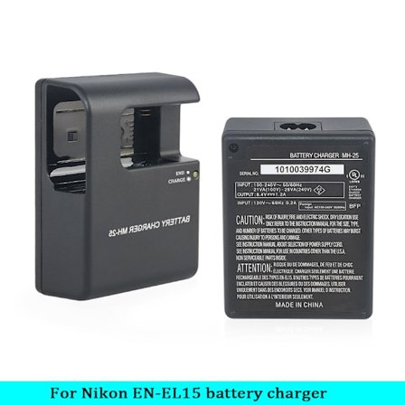 Batterioplader til Nikon kamera MH-25 EL15 oplader, D7000 D7100 D800 D800E D610